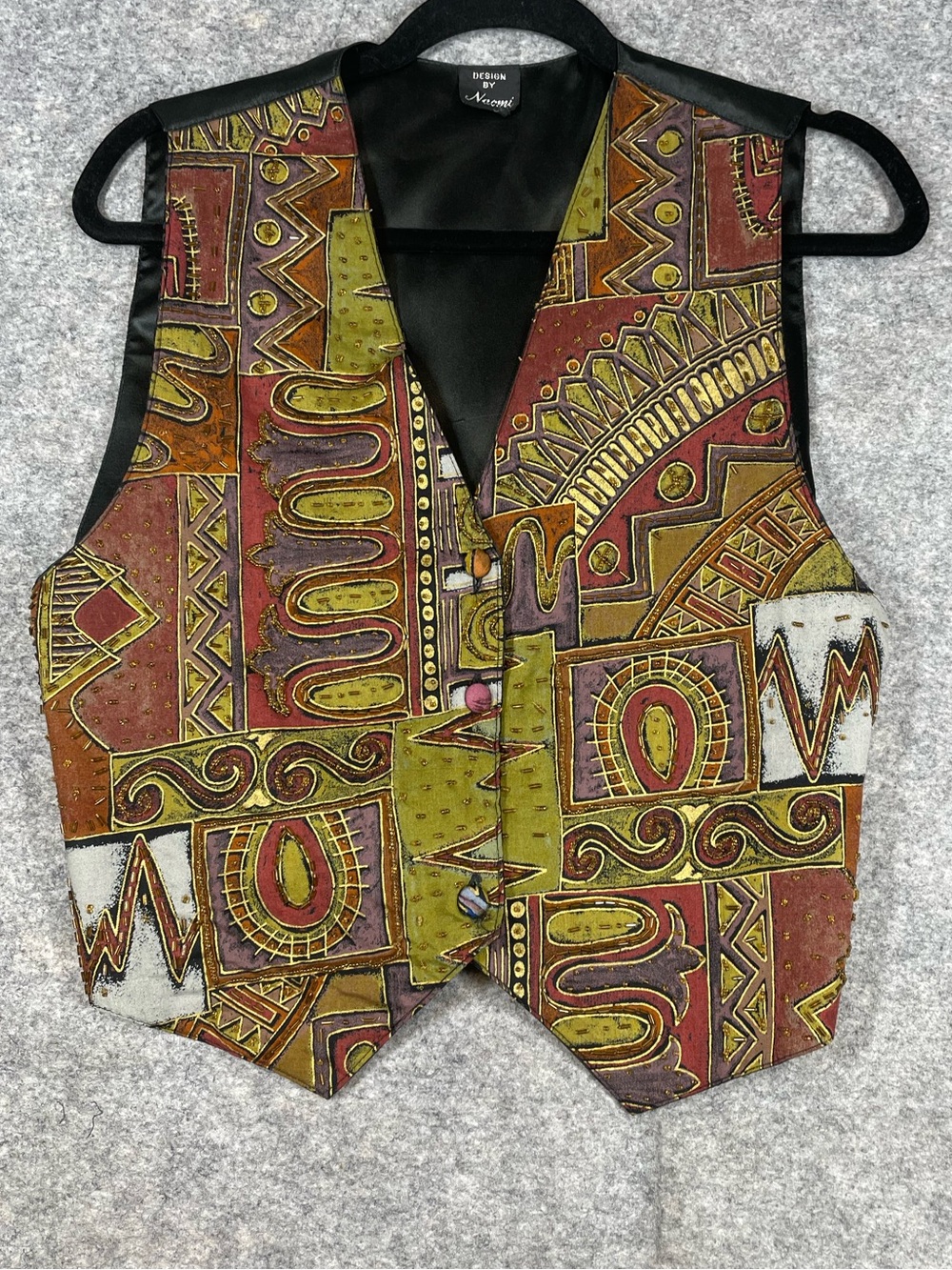 Vintage Eclectic Aztec Print Vest Western Vest Boho Festival Artsy Layer Country - Picture 2 of 15